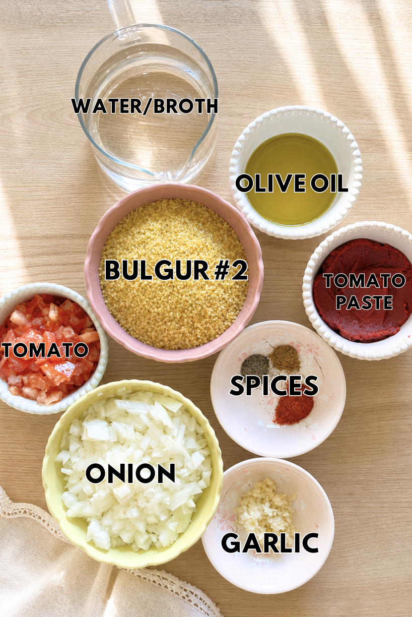 Tomato Bulgar Pilaf ingredients