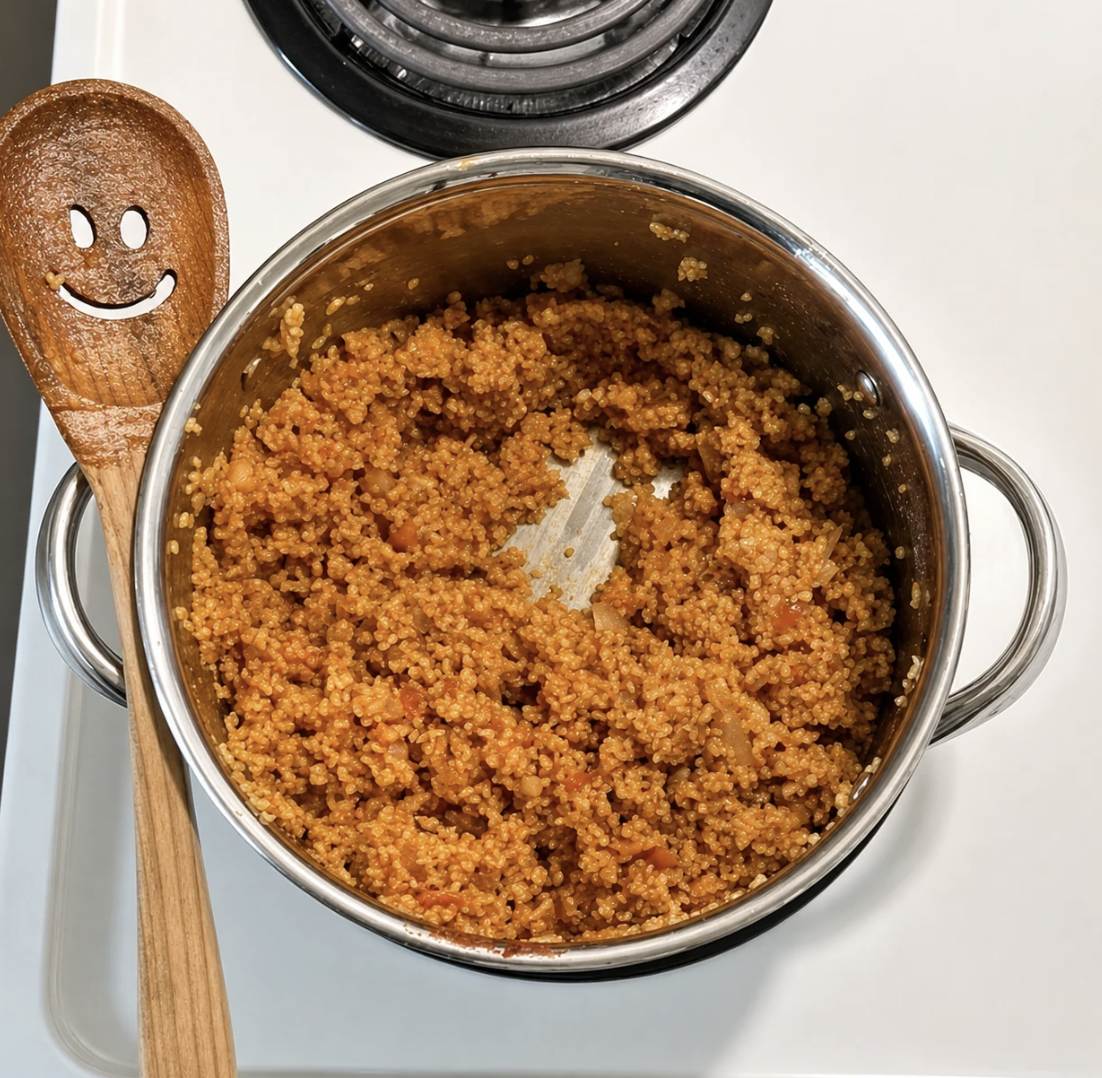 Finished Tomato Bulgar Pilaf in the pot