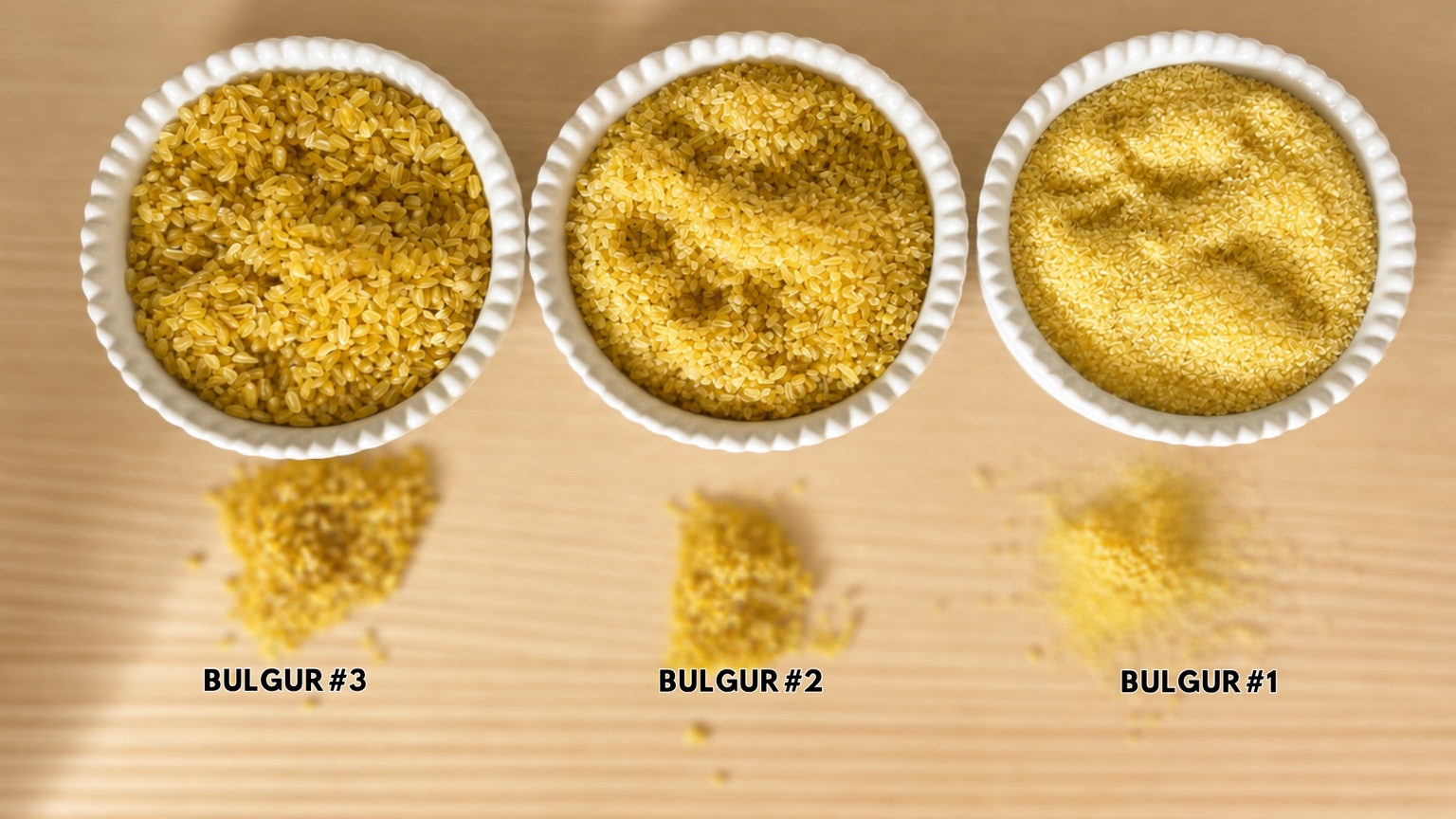 Nabet fine medium and coarse bulgur types